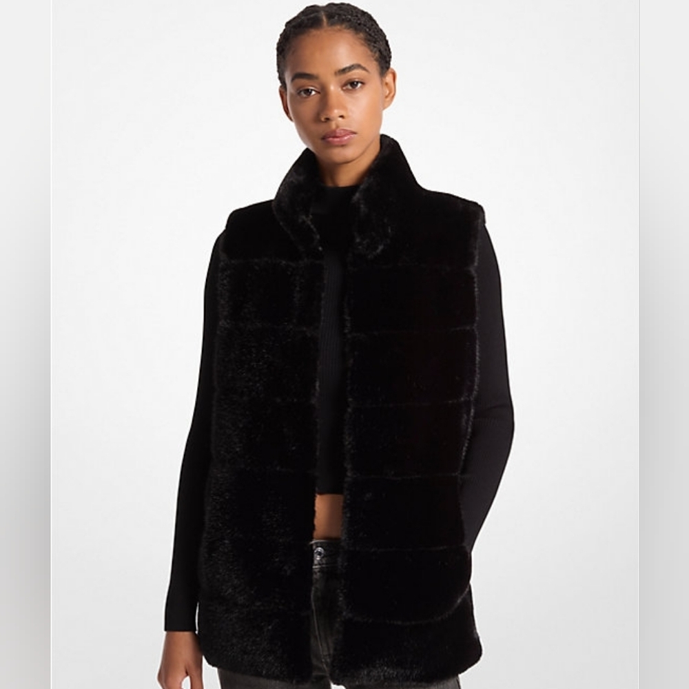 MICHAEL Michael Kors Black Faux Fur Vest